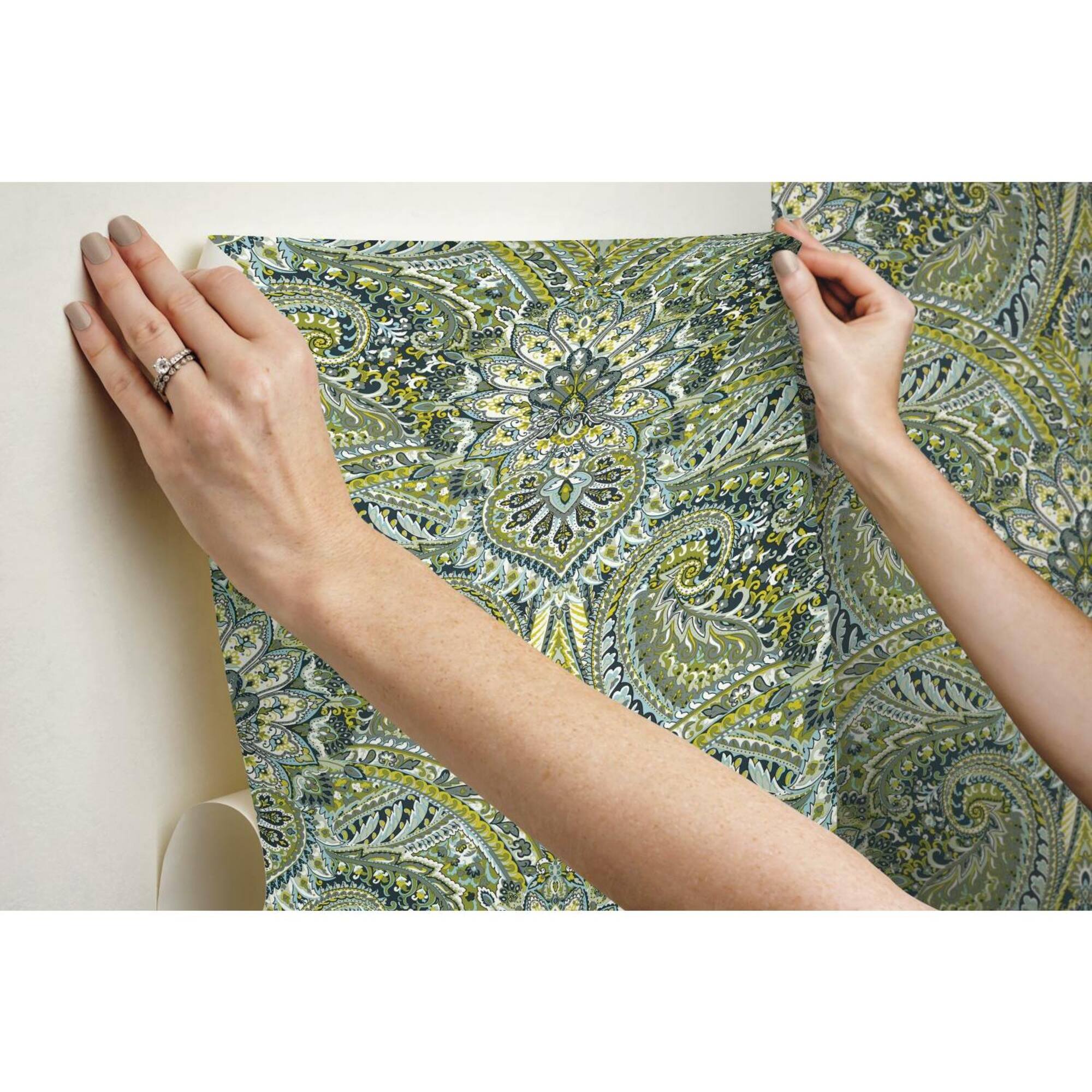 RoomMates Swept Away Green Peel & Stick Wallpaper